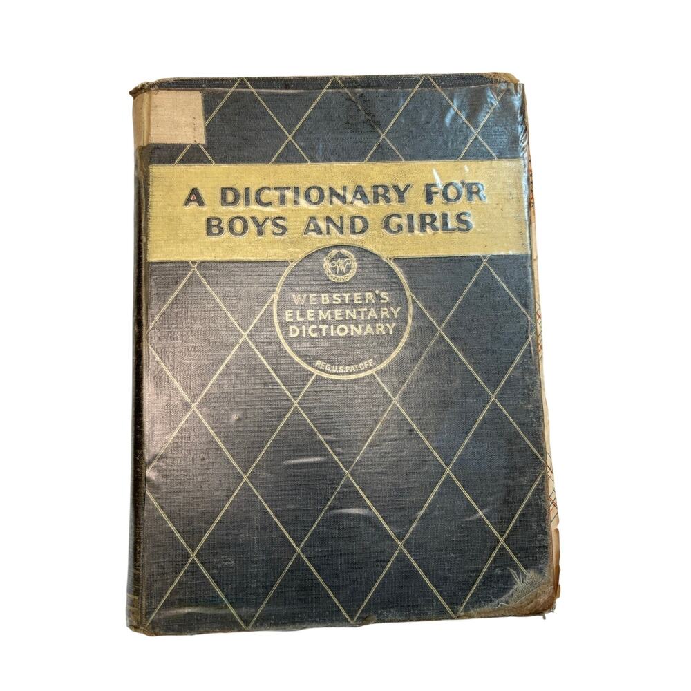 Webster's Elementary Dictionary 1935 Boys & Girls School Copy Vintage Book